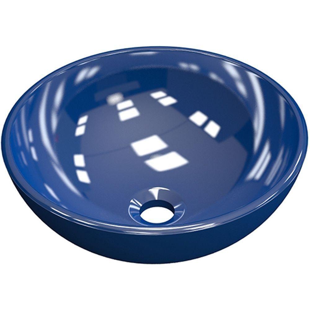 Cuba De Apoio Redonda C01 Para Banheiro R30W Azul Escuro - 1