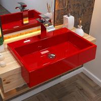 Cuba De Semi Encaixe Retangular C01 Banheiro Xrt55 Vermelho - 3