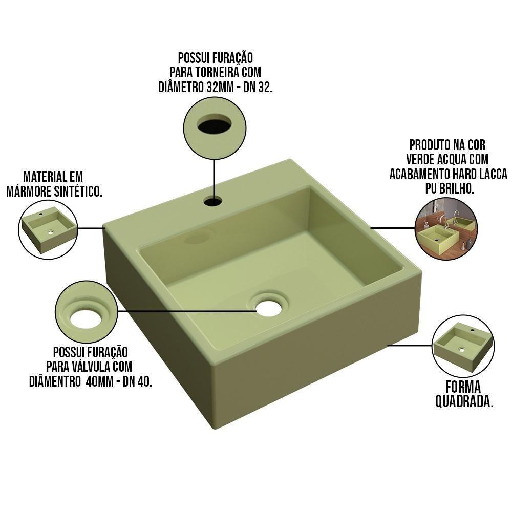 Cuba De Apoio Para Banheiro Quadrada 35X35Cm Verde Acqua - 3
