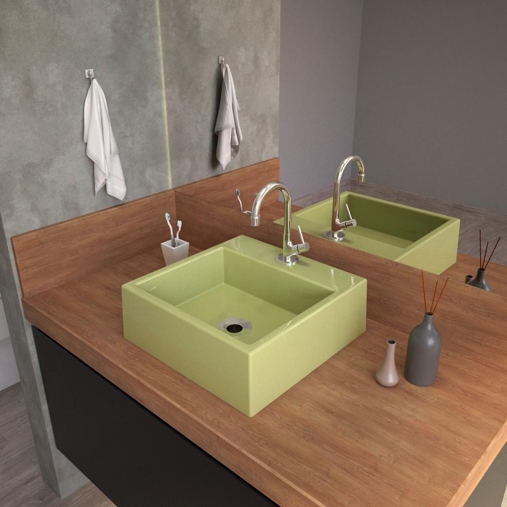 Cuba De Apoio Para Banheiro Quadrada 35X35Cm Verde Acqua - 4