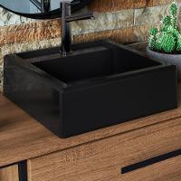 Cuba De Apoio Para Banheiro Em Marmore Sintetico 94101 Preto Pp Preto - 11