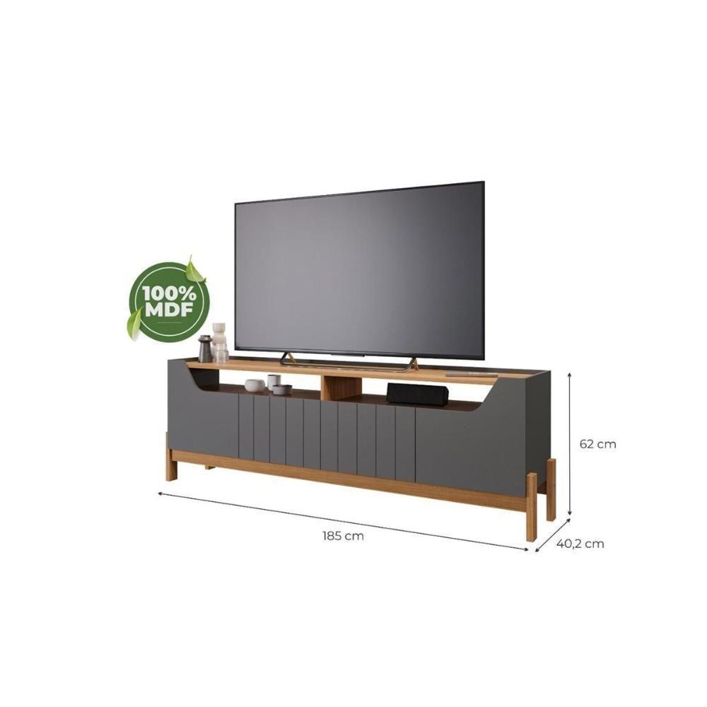 Home para TV Moema até 70 Polegadas c/ 4 Portas e 2 Nichos Off White/Nature - Permóbili - 4