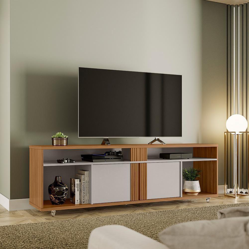 Rack Para Sala Tv Até 70" Nt1290 Freijó Trend Com Off White Tx Notável Móveis - 8