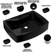 Cuba De Apoio Retangular Para Banheiro Lavabo C01 Rt50 Preto