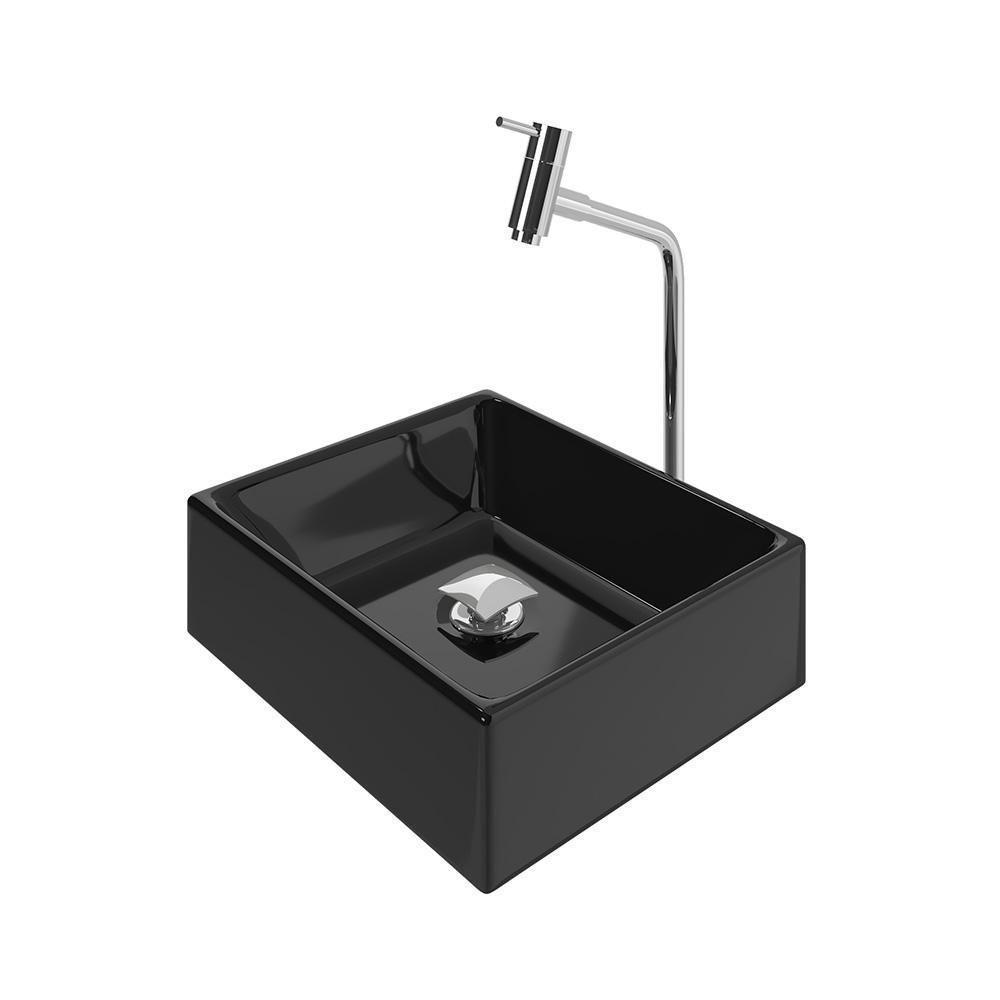 Kit Cuba Tulipa Sobrepor Com Torneira Dl08 E Valvula Click Preto - 1