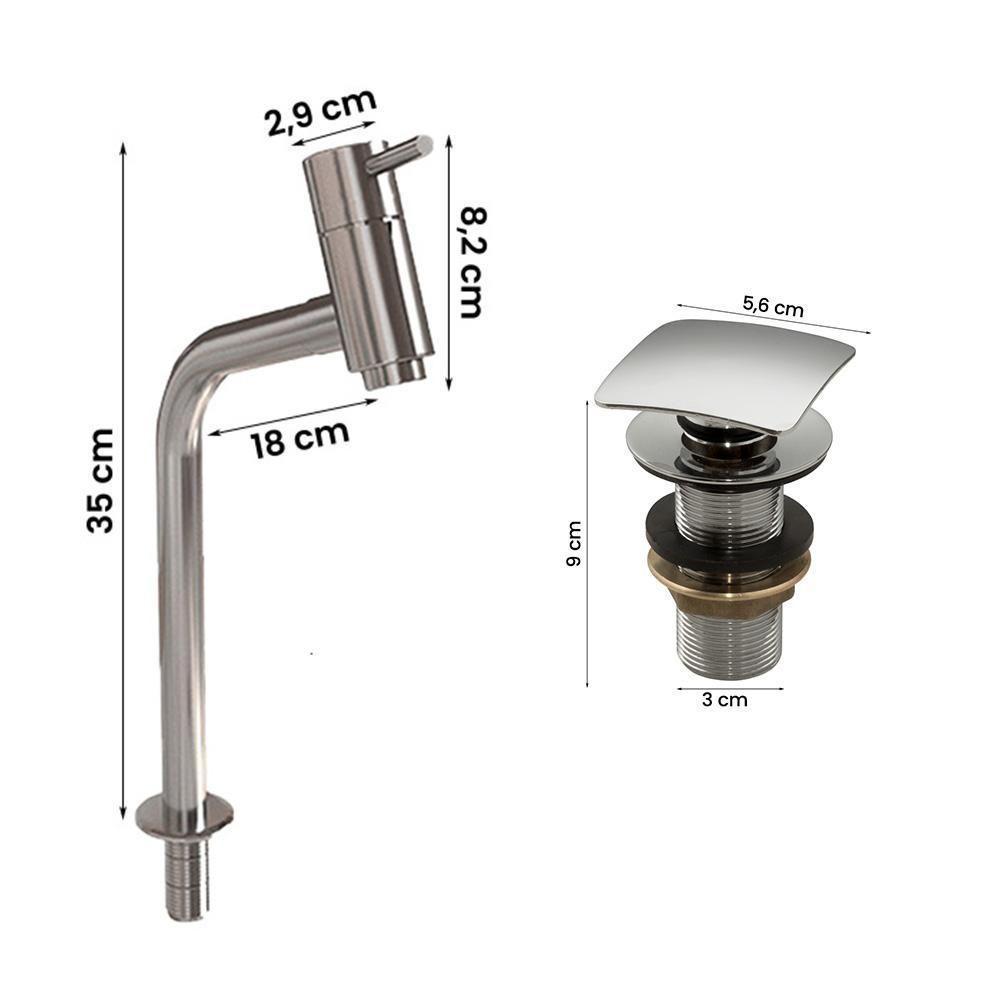 Kit Cuba Tulipa Sobrepor Com Torneira Dl08 E Valvula Click Preto - 4