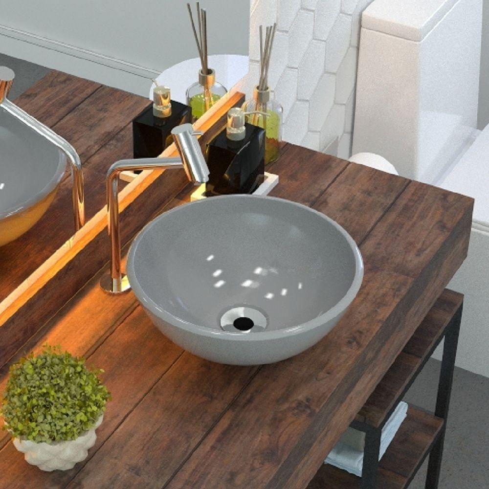 Cuba De Apoio Redonda C01 Para Banheiro R30W Cinza - 3