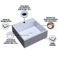 Cuba De Apoio Banheiro Quadrada Q355 35X35Cm C01 Branco - 3