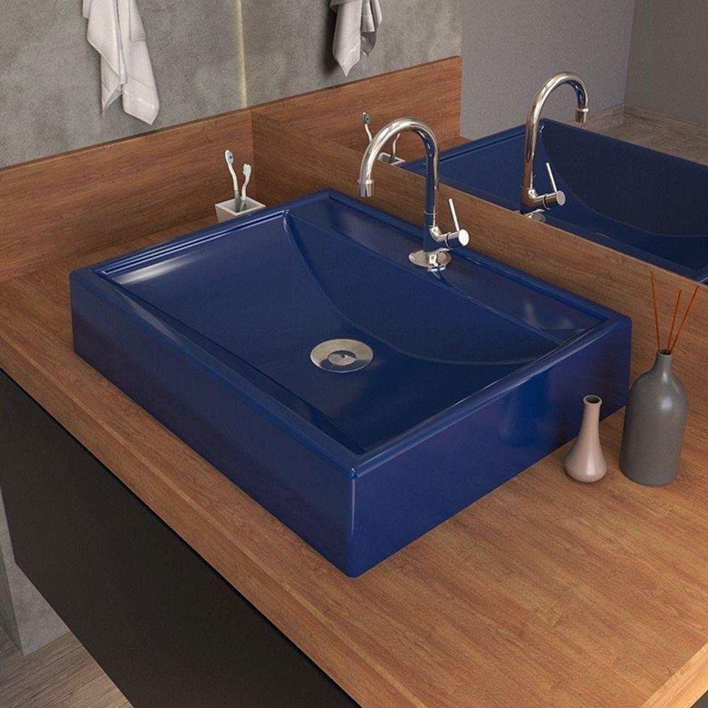 Cuba De Apoio Retangular C01 Para Banheiro Rt49 Azul Escuro - 3