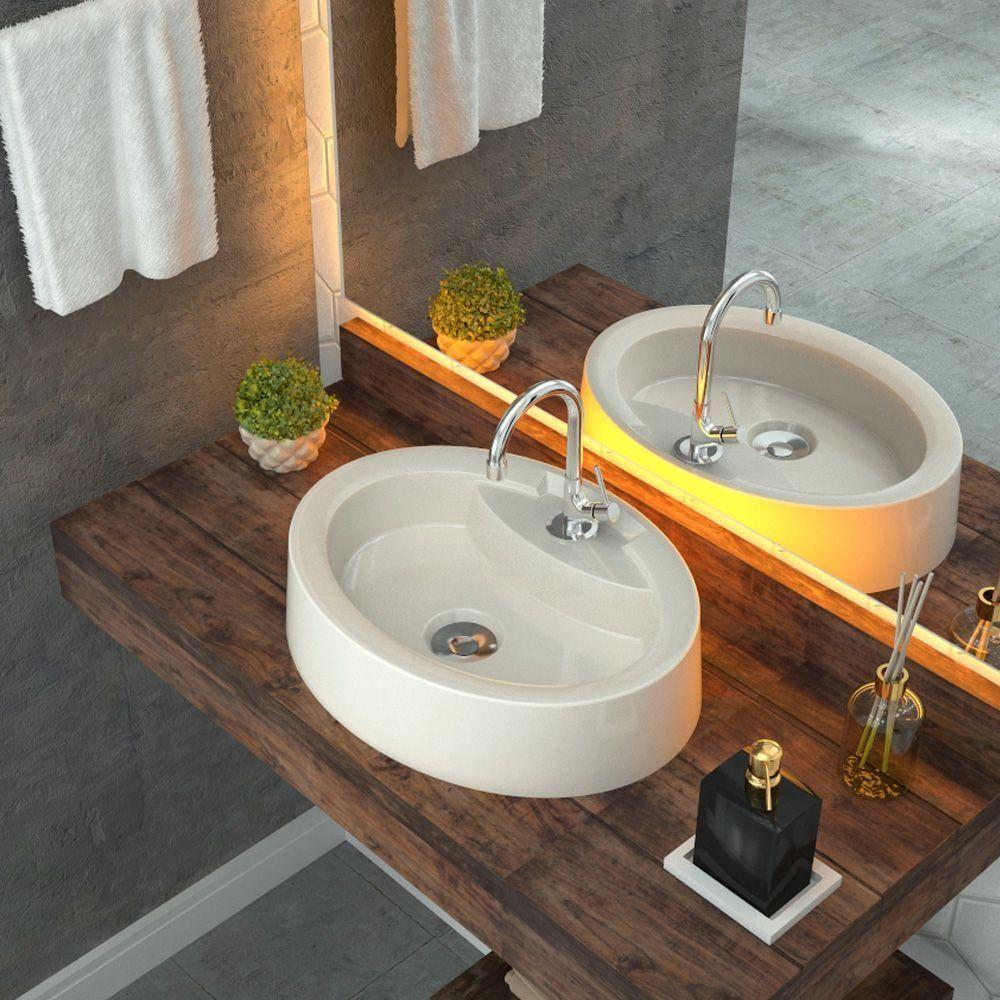 Cuba De Apoio Oval C01 Para Banheiro Onix O43 Bege - 3