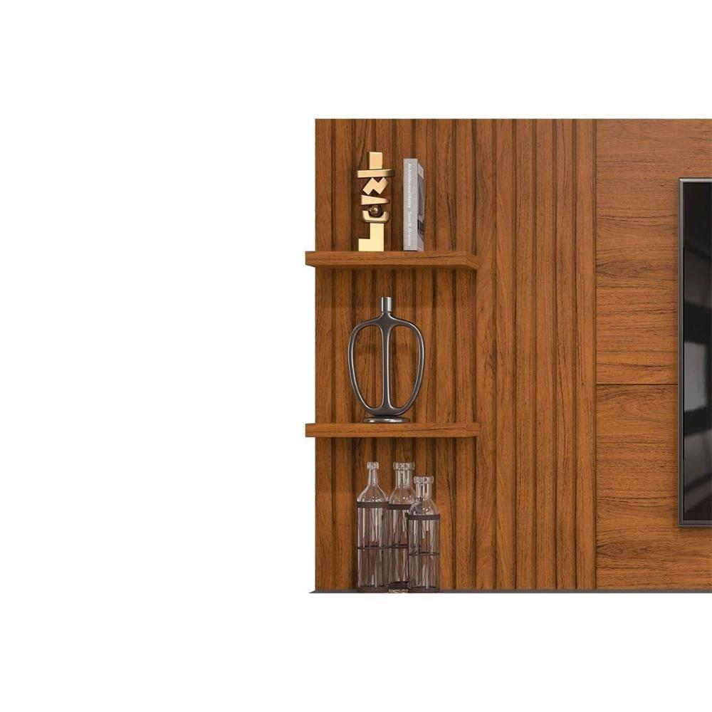 Painel para TV Bento Tv até 60 Polegadas c/ 1 Porta de Correr e 2 Nichos Freijó/Off White - DJ Móveis - 2