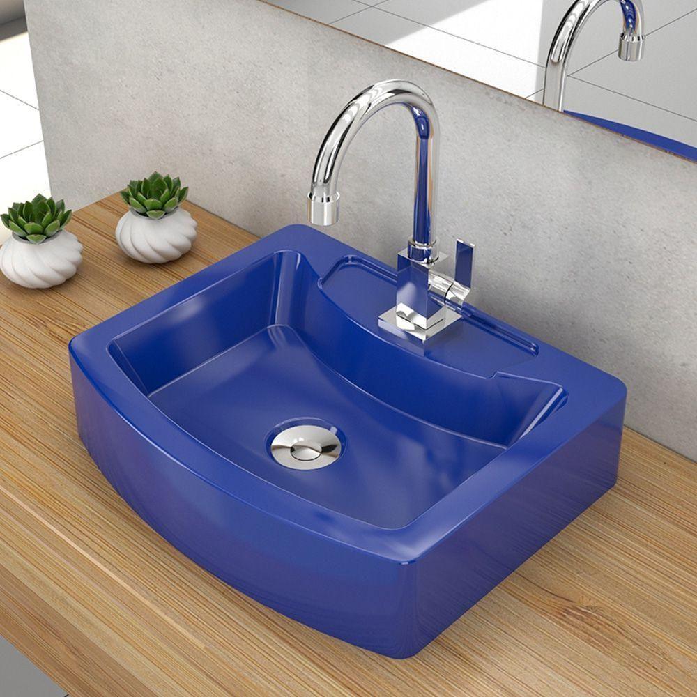 Cuba De Apoio Retangular C01 Banheiro Rt41 Aria Azul Escuro - 3