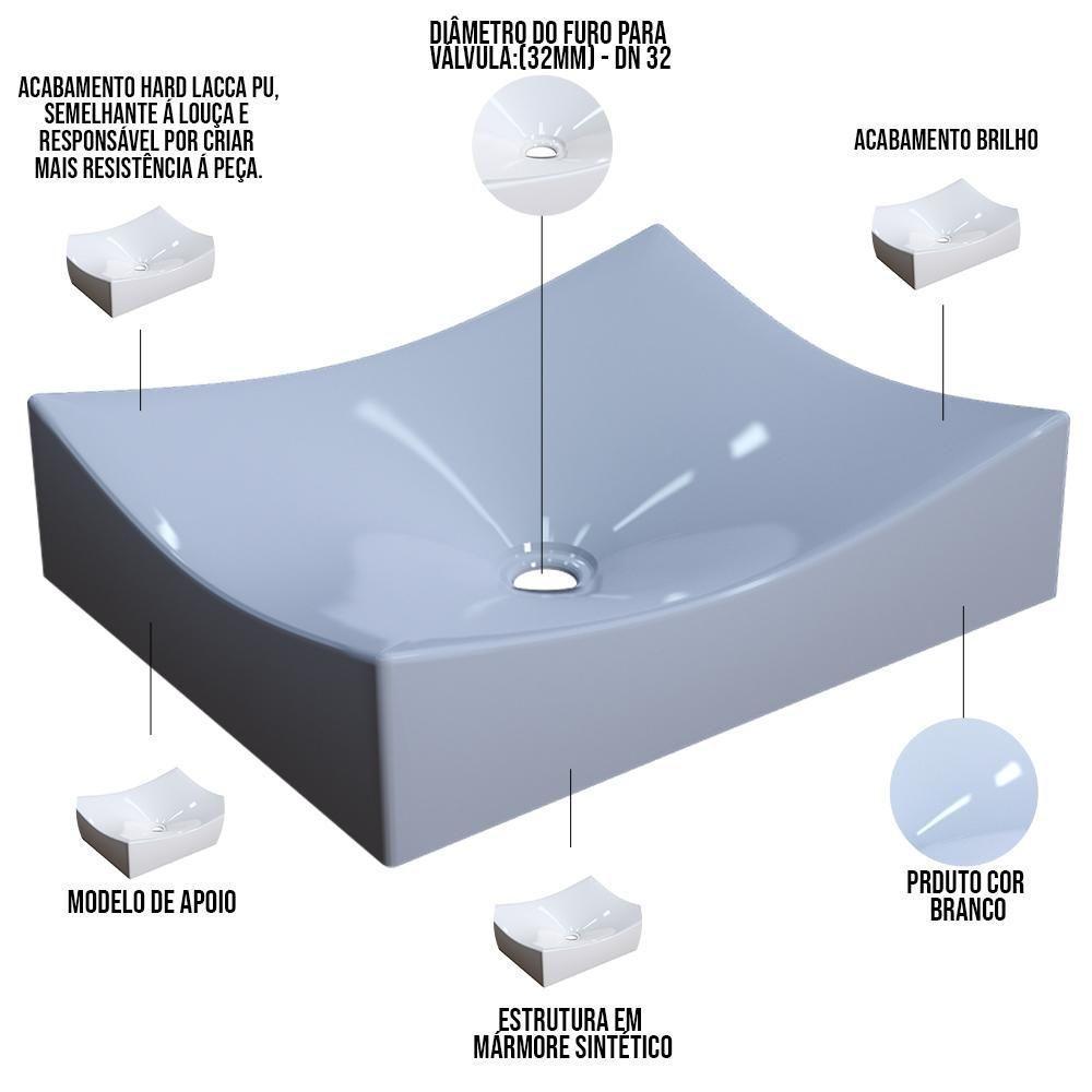 Cuba De Apoio Retangular Banheiro Lavabo C01 Ml44W Branco - 4