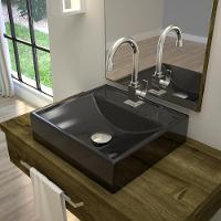 Kit 02 Cubas De Apoio Banheiro Lavabo C01 Q39W Preto - 5