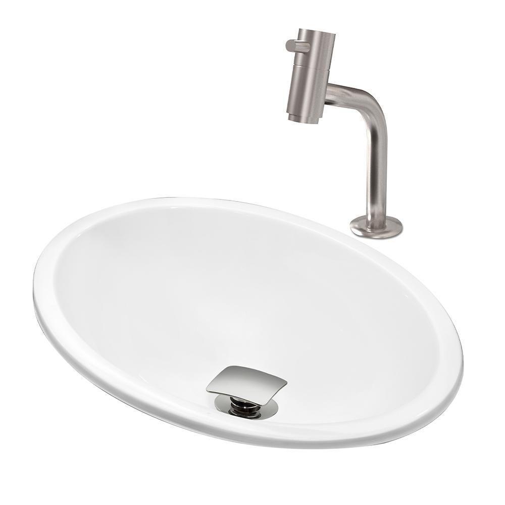 Cuba Pia Sophia Com Torneira Bica Curta Valvula Click Inox Branco - 1