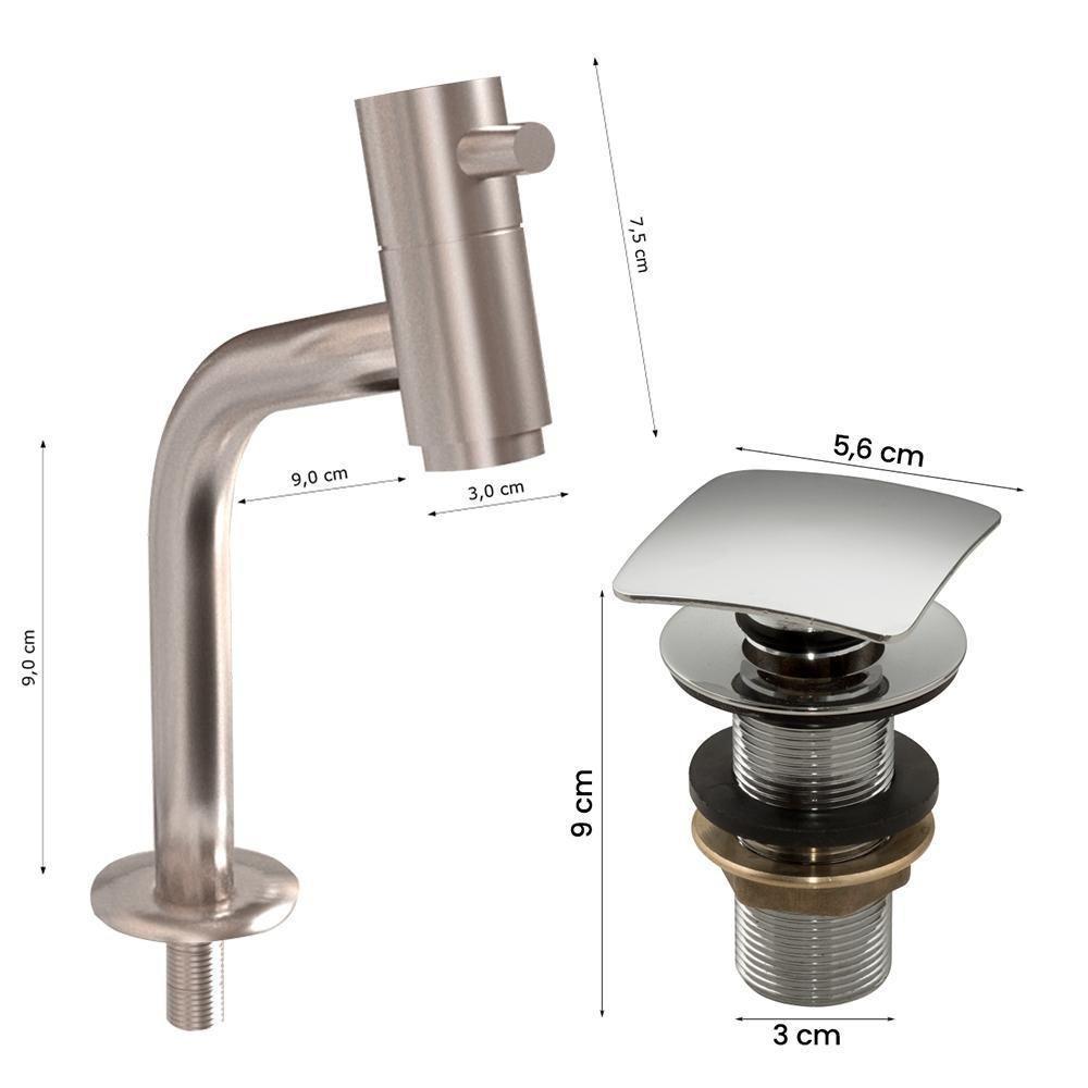 Cuba Pia Sophia Com Torneira Bica Curta Valvula Click Inox Branco - 2