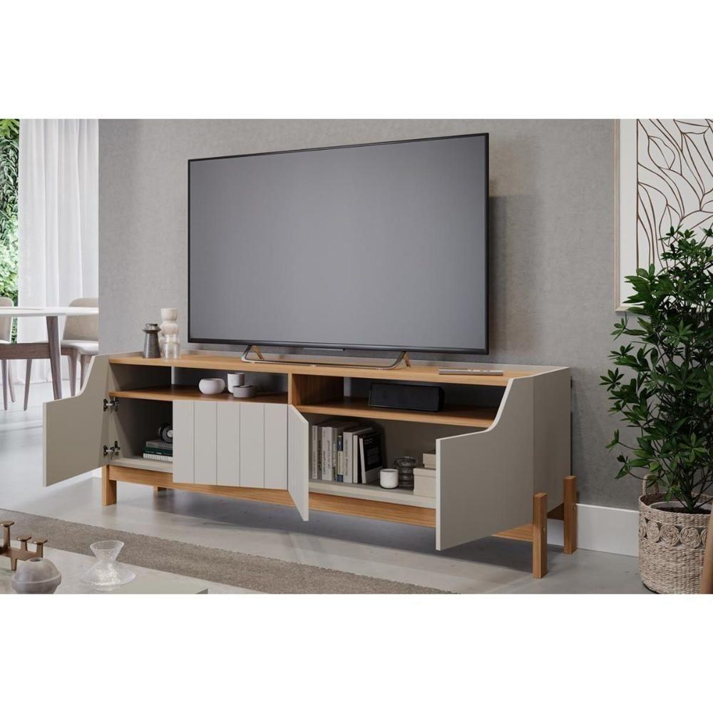 Home para TV Moema até 70 Polegadas c/ 4 Portas e 2 Nichos Grafite/Nature - Permóbili - 1