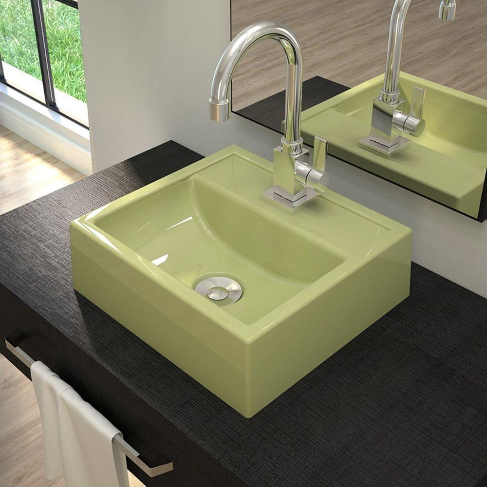 Cuba De Apoio Quadrada C01 Para Banheiro Q32W Verde Acqua - 3