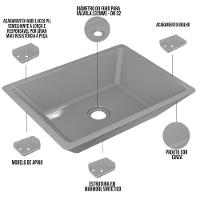 Cuba De Apoio Retangular Para Banheiro Lavabo C01 Rt45 Cinza