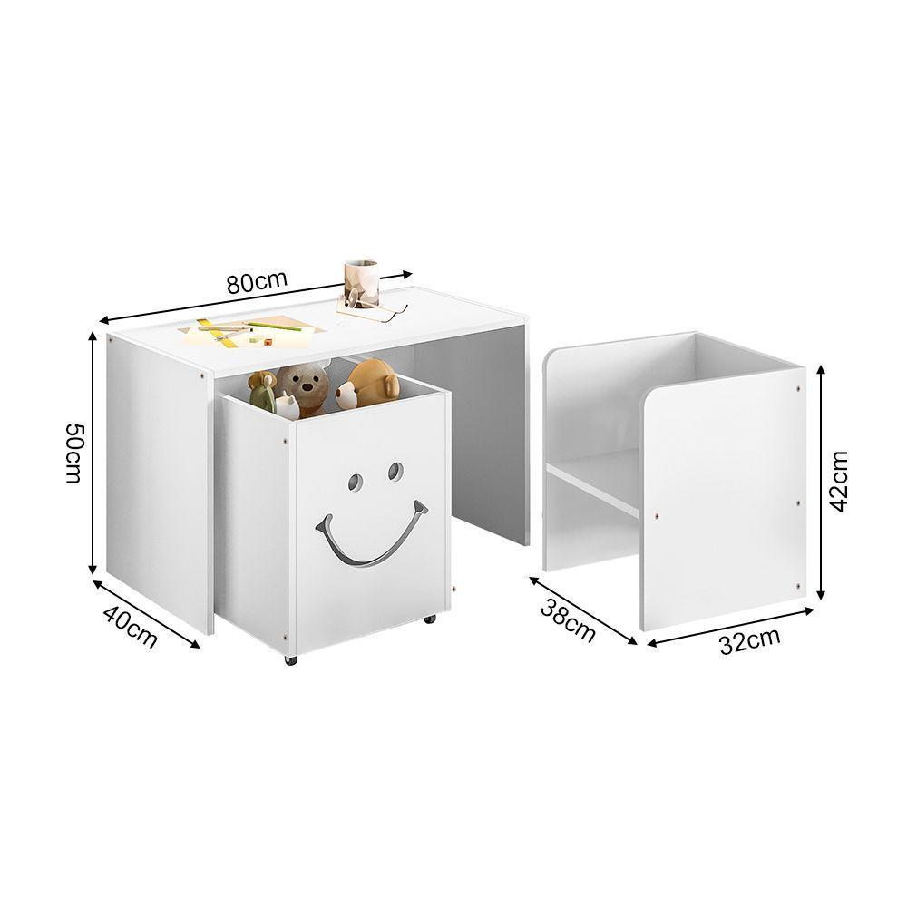 Mesa Infantil Com 1 Cadeira E 1 Nicho Branca Branco - 2