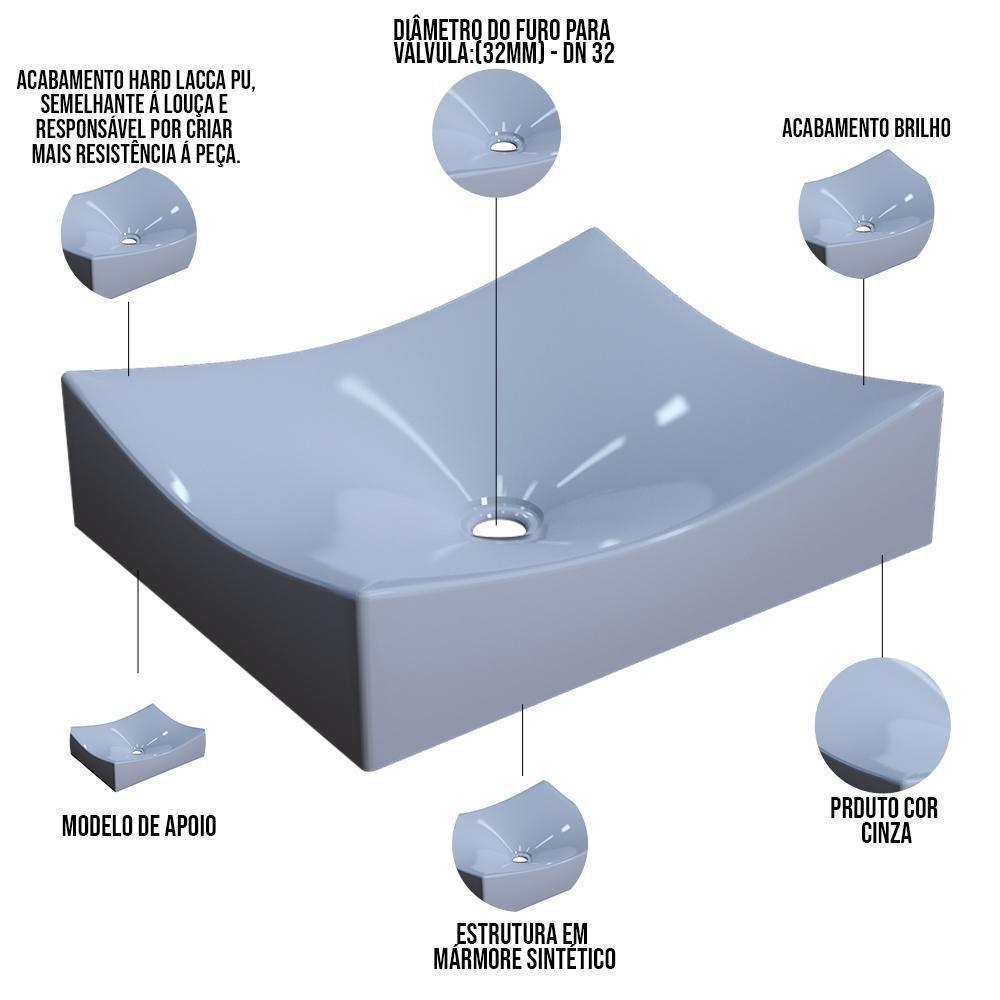 Cuba De Apoio Retangular Banheiro Lavabo C01 Ml44W Cinza - 4