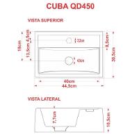 Cuba De Apoio Retangular Banheiro Lavabo C01 Q450 Branco - 3
