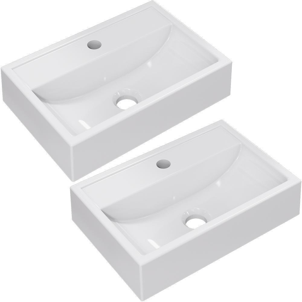 Kit 02 Cubas De Apoio Banheiro Lavabo C01 Q450 Branco - 1