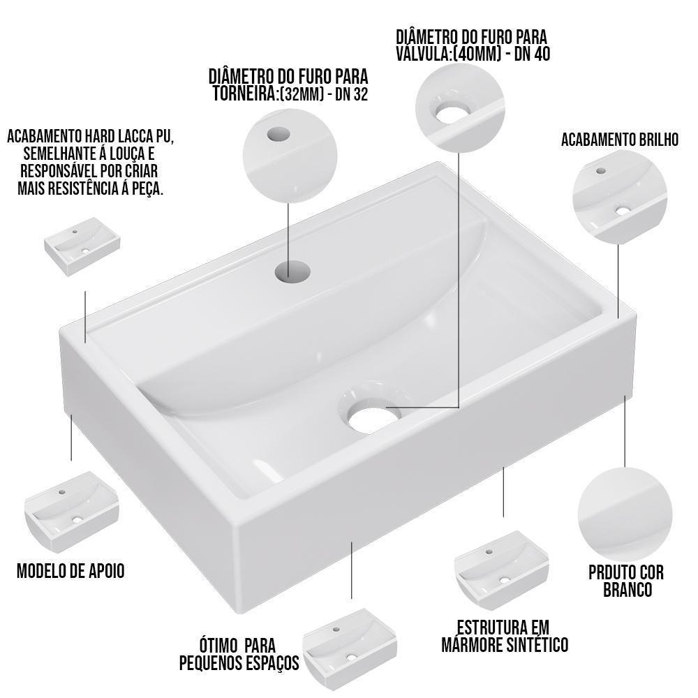 Kit 02 Cubas De Apoio Banheiro Lavabo C01 Q450 Branco - 4