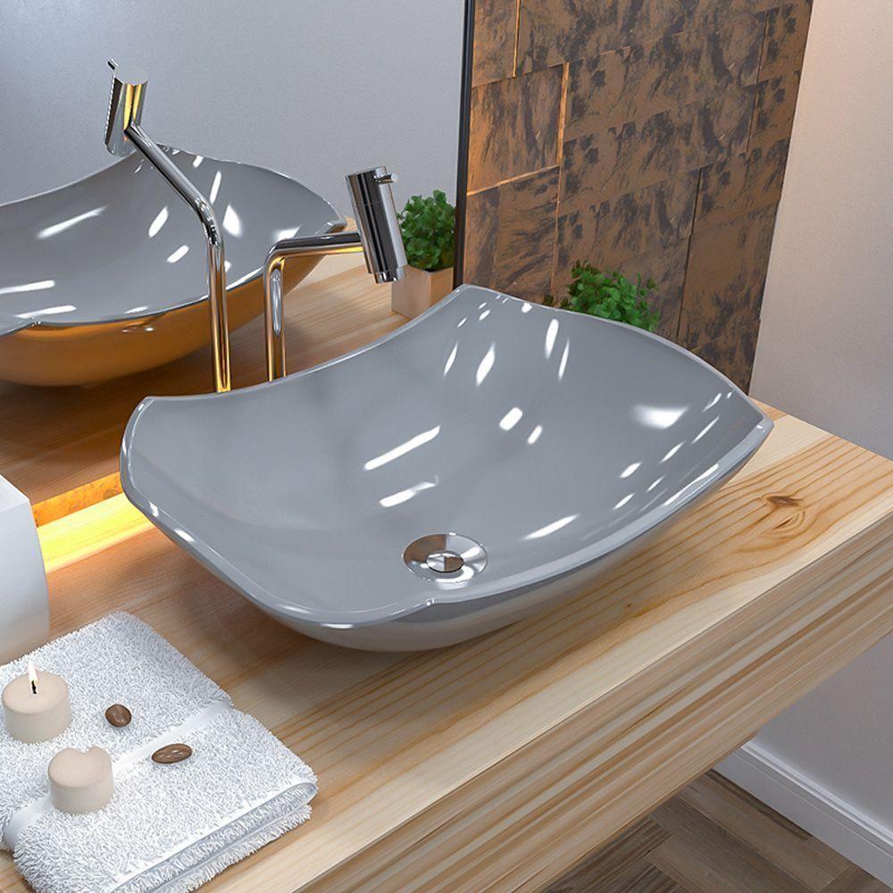 Cuba De Apoio Abaulada C01 Para Banheiro Lux L42 Cinza - 3