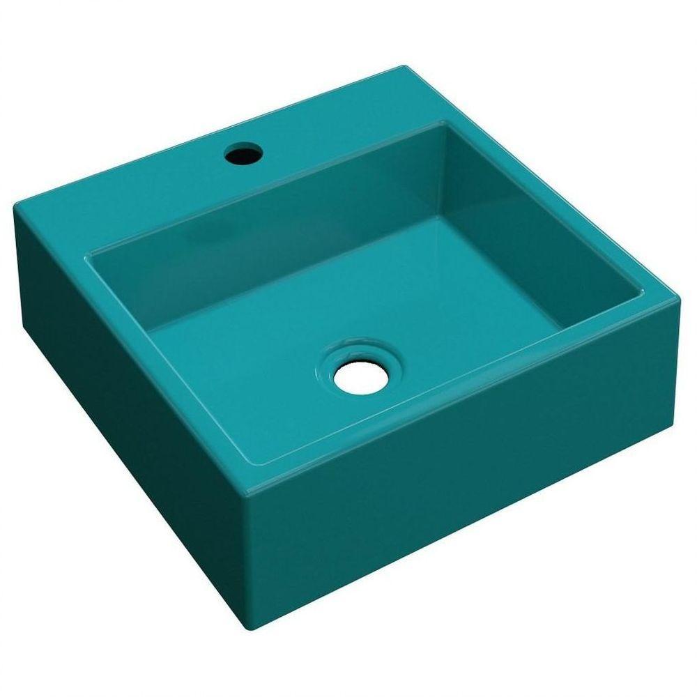 Cuba Pia De Apoio Para Banheiro Quadrada Q355w Azul Turquesa C08 - 1