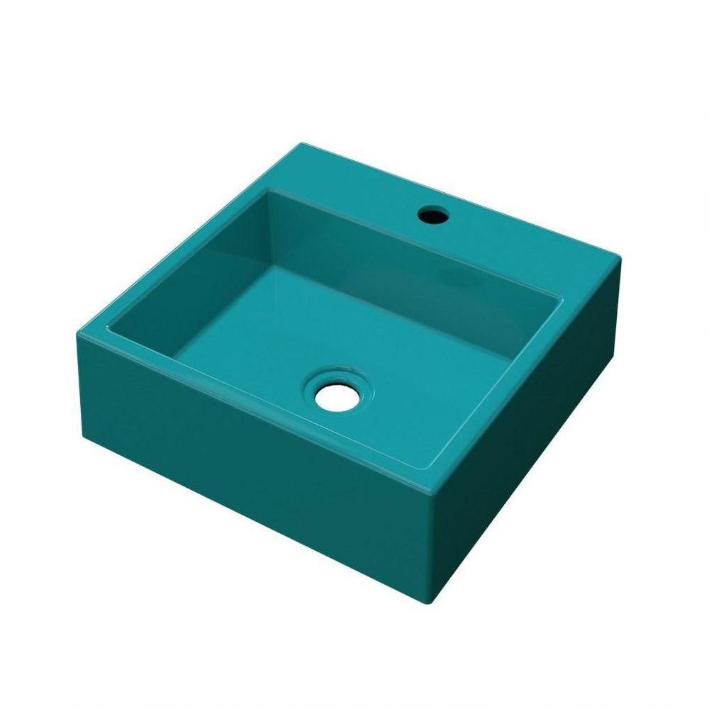 Cuba Pia De Apoio Para Banheiro Quadrada Q355w Azul Turquesa C08 - 2