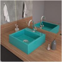 Cuba Pia De Apoio Para Banheiro Quadrada Q355w Azul Turquesa C08 - 5