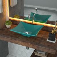 Cuba De Apoio Retangular C01 Banheiro Lux L38 Azul Turquesa - 3