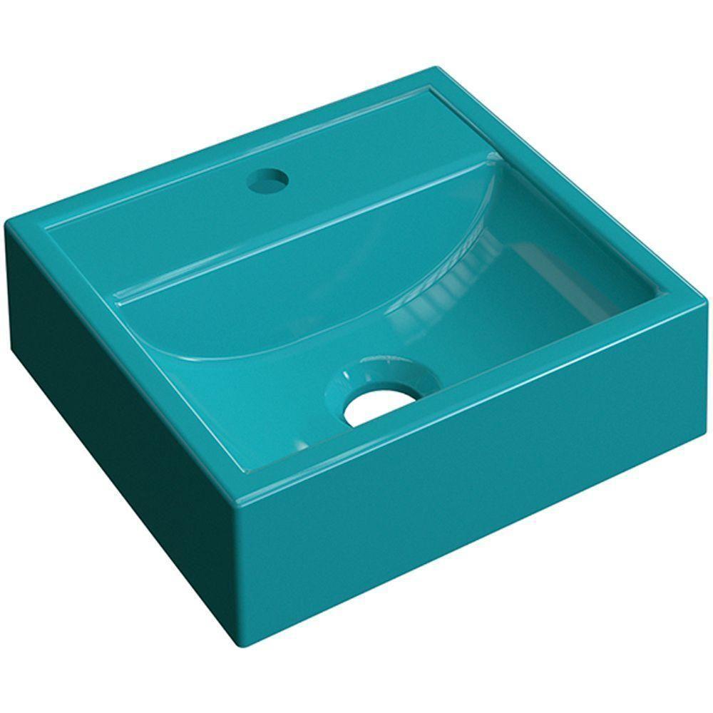 Cuba De Apoio Quadrada C01 Para Banheiro Q32W Azul Turquesa - 1