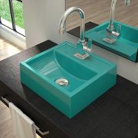 Cuba De Apoio Quadrada C01 Para Banheiro Q32W Azul Turquesa