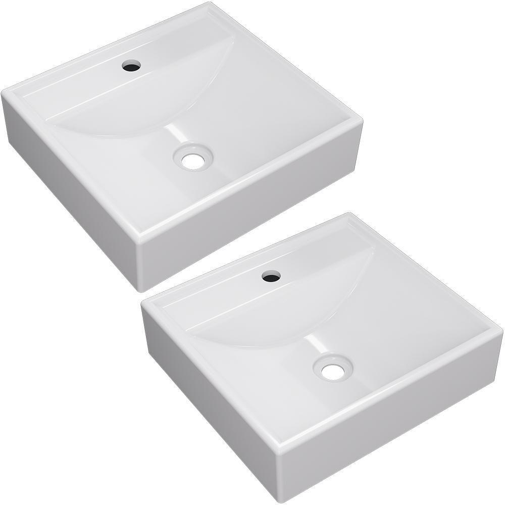 Kit 02 Cubas De Apoio Banheiro Lavabo C01 Q39W Branco - 1
