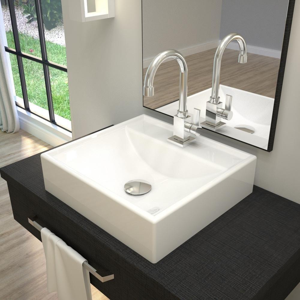 Kit 02 Cubas De Apoio Banheiro Lavabo C01 Q39W Branco - 5