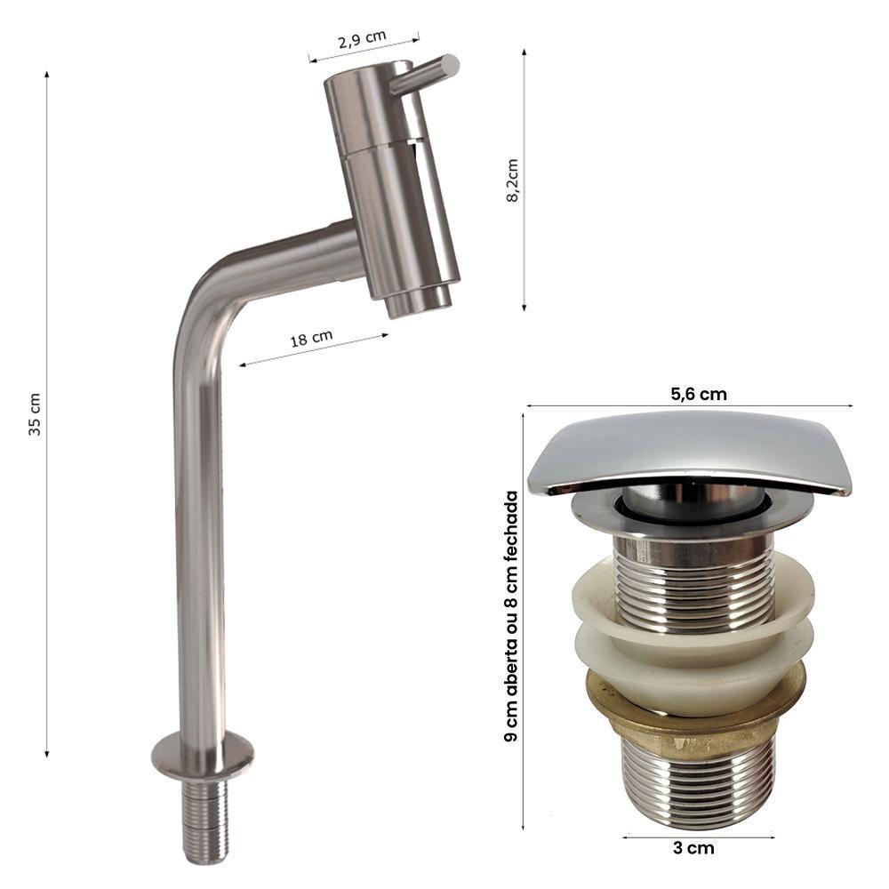 Cuba Pia Banheiro Sophia Torneira Dl08 Valvula Inox Click Branco - 4