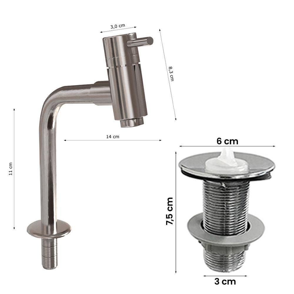 Cuba Pia Banheiro Sophia Torneira Dl05 Valvula Abs Branco - 3