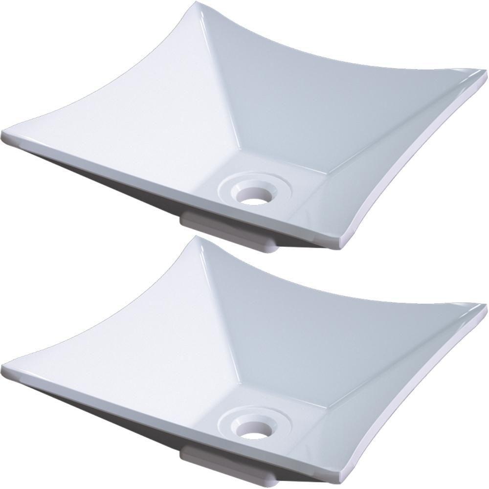 Kit 02 Cubas De Apoio Lux Banheiro Lavabo C01 L30 Branco - 1