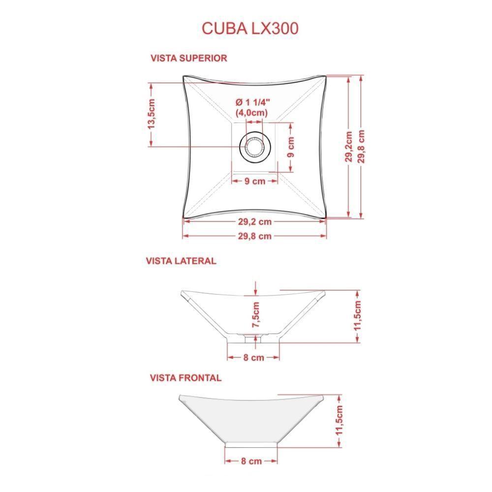 Kit 02 Cubas De Apoio Lux Banheiro Lavabo C01 L30 Branco - 3