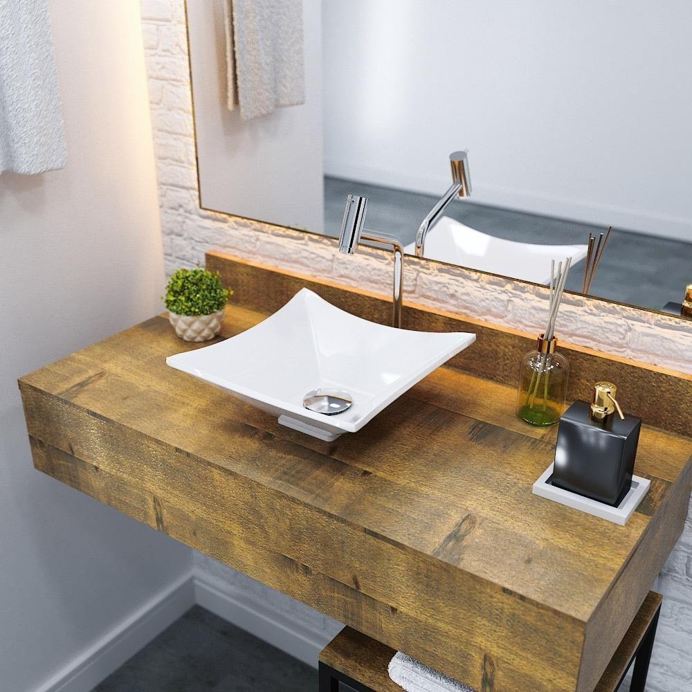 Kit 02 Cubas De Apoio Lux Banheiro Lavabo C01 L30 Branco - 5