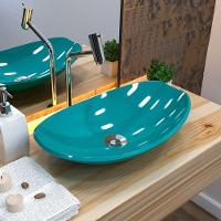 Cuba De Apoio Canoa C01 Para Banheiro Lux L45 Azul Turquesa - 3