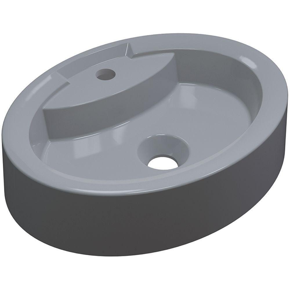 Cuba De Apoio Oval C01 Para Banheiro Onix O43 Cinza - 1