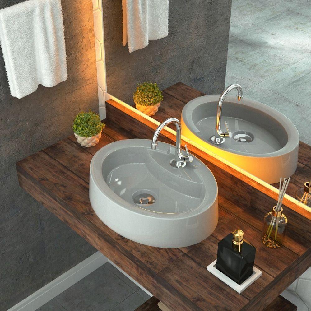 Cuba De Apoio Oval C01 Para Banheiro Onix O43 Cinza - 3