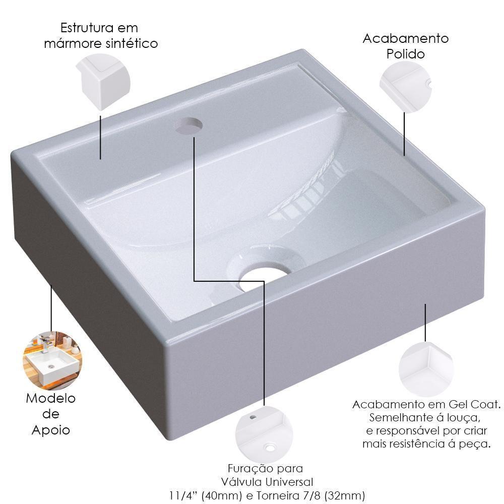 Kit 02 Cubas De Apoio C01 Banheiro Lavabo Q32W Branco - 3