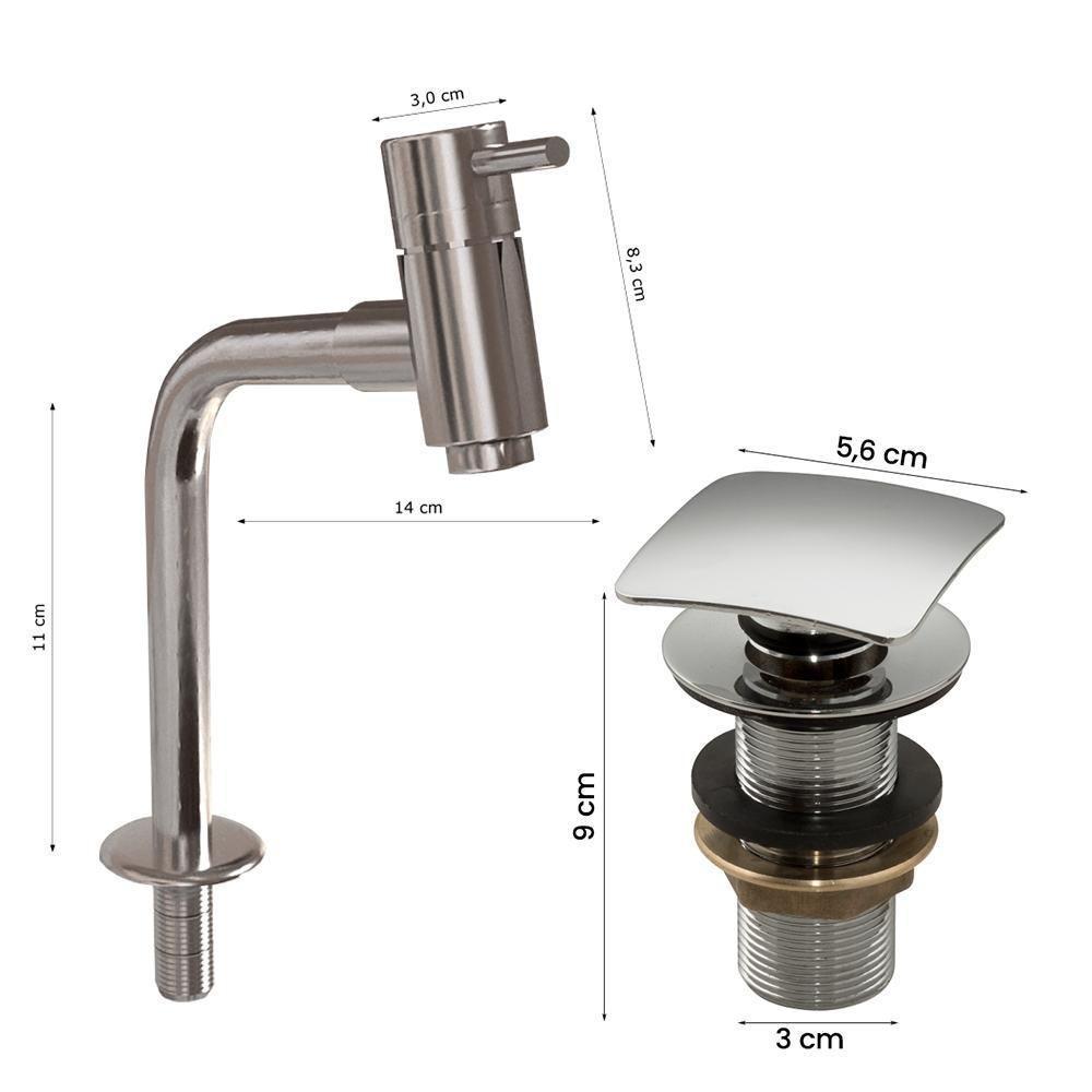 Cuba Pia Banheiro Sophia Torneira Dl05 Valvula Inox Click Branco - 3