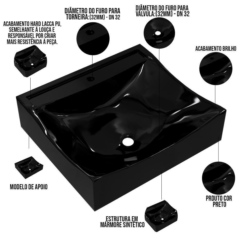 Kit 02 Cubas De Apoio Banheiro Lavabo C01 Q440 Preto - 4