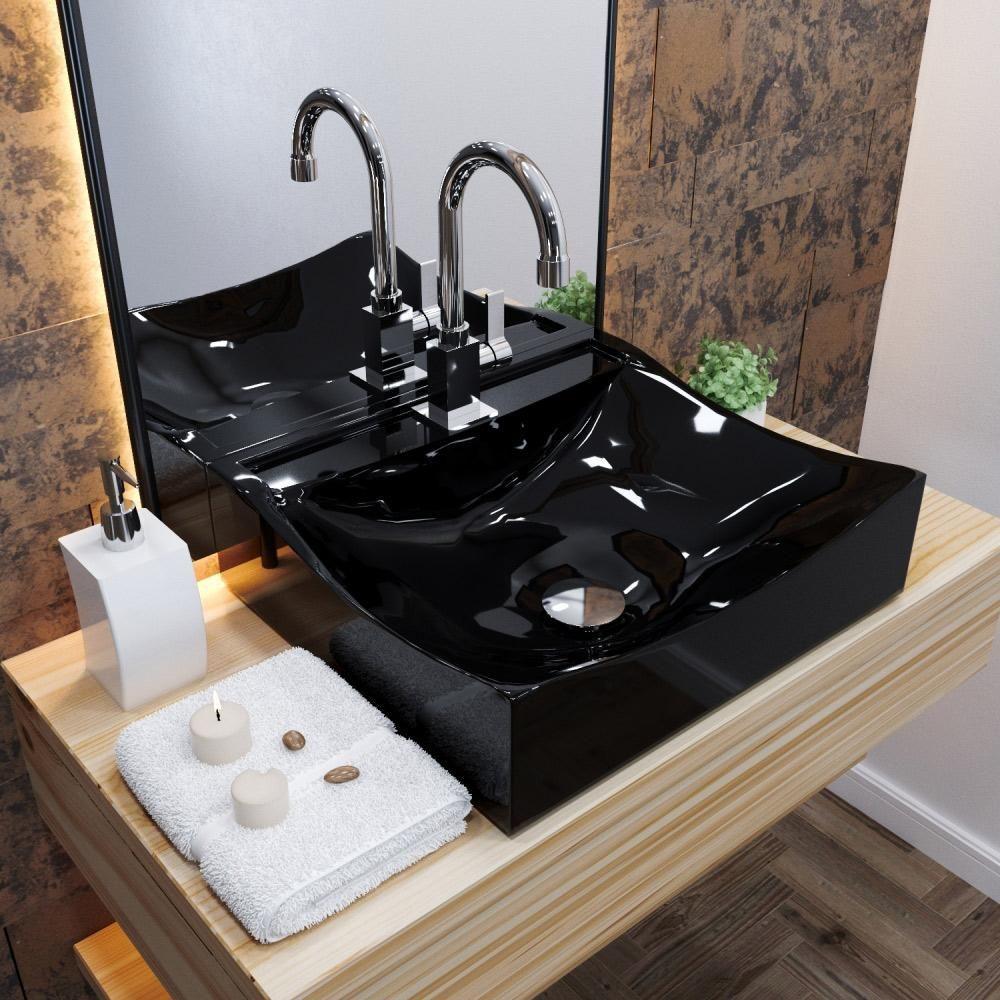 Kit 02 Cubas De Apoio Banheiro Lavabo C01 Q440 Preto - 5