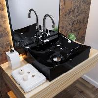 Kit 02 Cubas De Apoio Banheiro Lavabo C01 Q440 Preto - 5